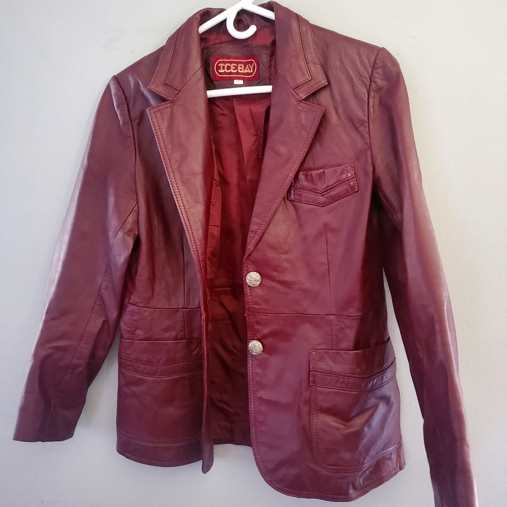 Vintage ICEBAY leather Jacket in Red Wine color sz 12
